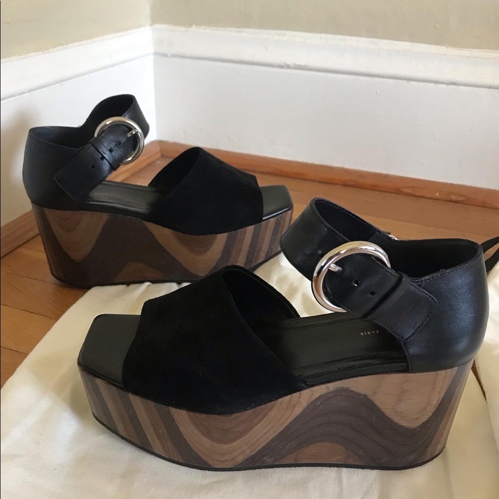 RARE Celine suede wooden platform sandals